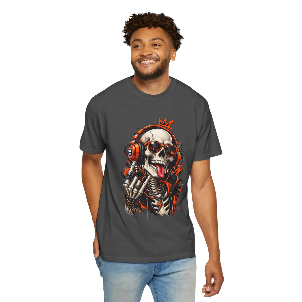 Neon Skull DJ Unisex Garment-Dyed T-shirt image 132
