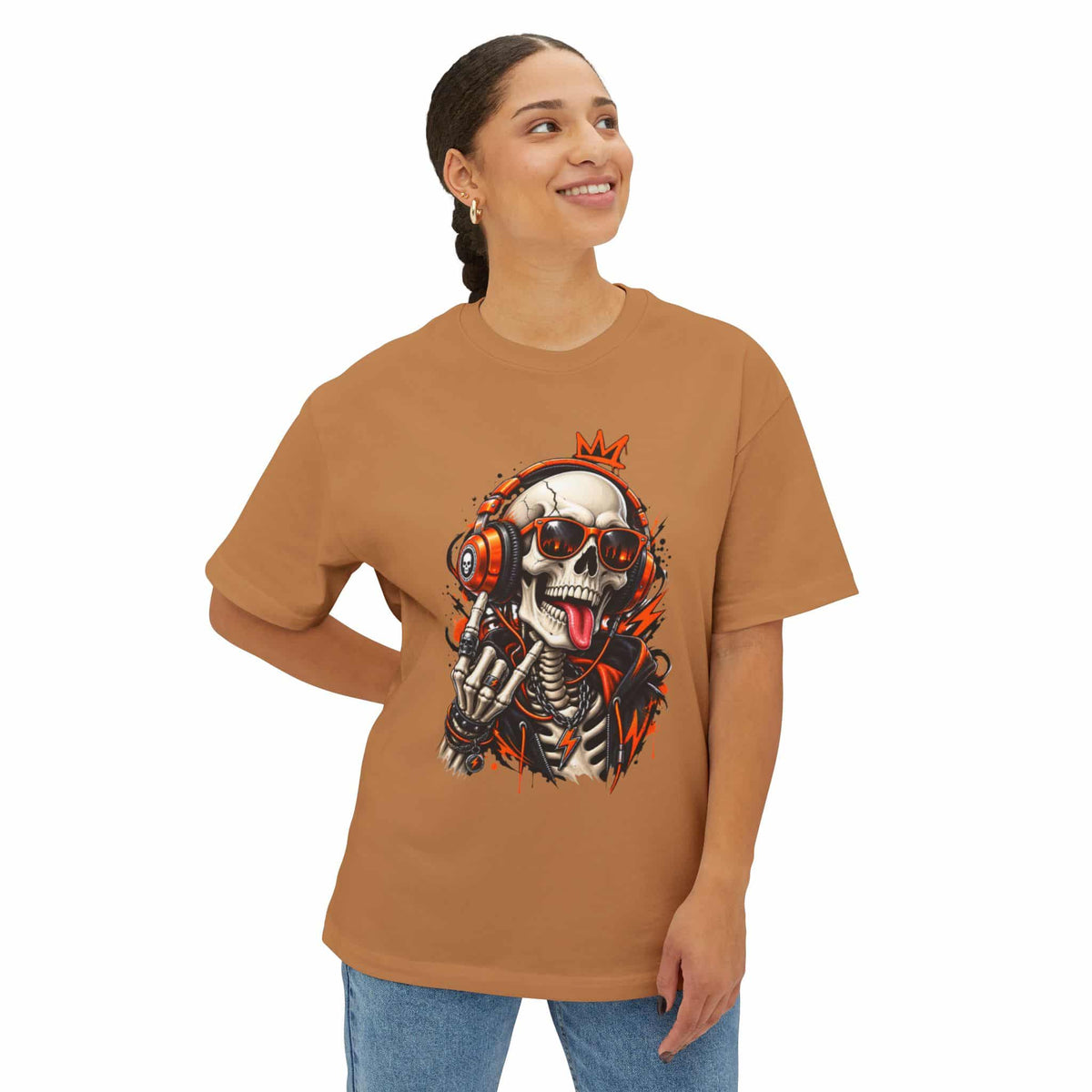 Neon Skull DJ Unisex Oversized Boxy Tee image 28