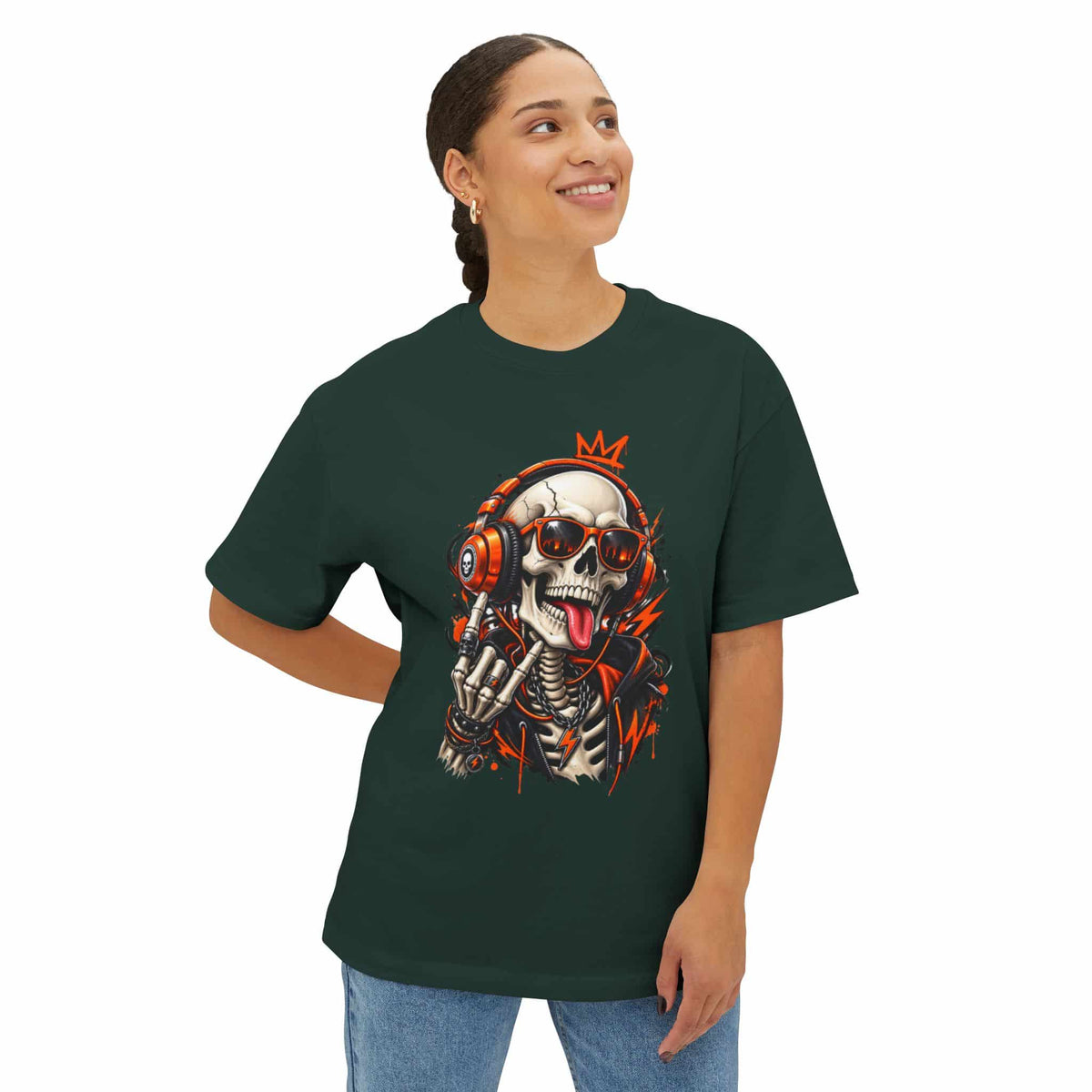 Neon Skull DJ Unisex Oversized Boxy Tee image 42