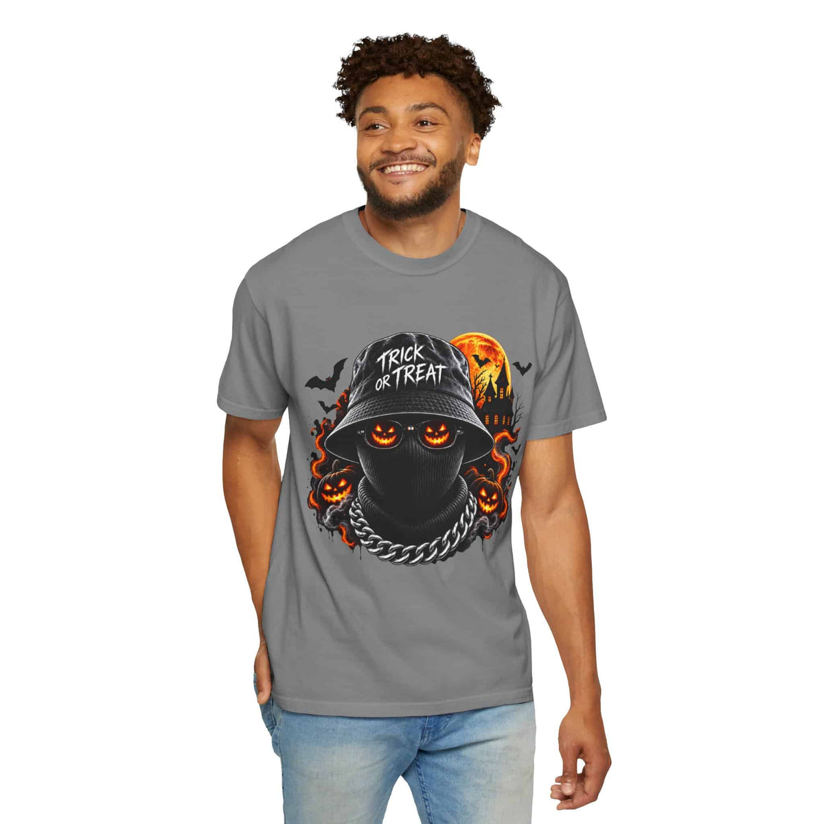 Spooky Streetwear Masked Unisex Garment-Dyed T-shirt image 59