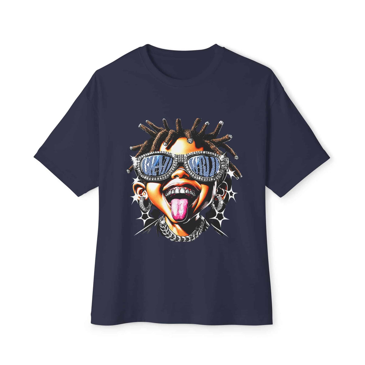 Diamond Drip Unisex Oversized Boxy Tee - Navy, 3XL image