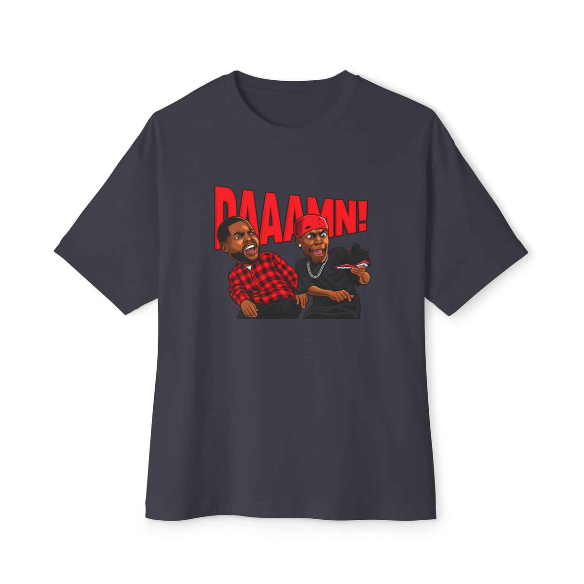 Graphic Print Unisex Oversized Boxy Tee – POD0035 - Dark Grey, 3XL image
