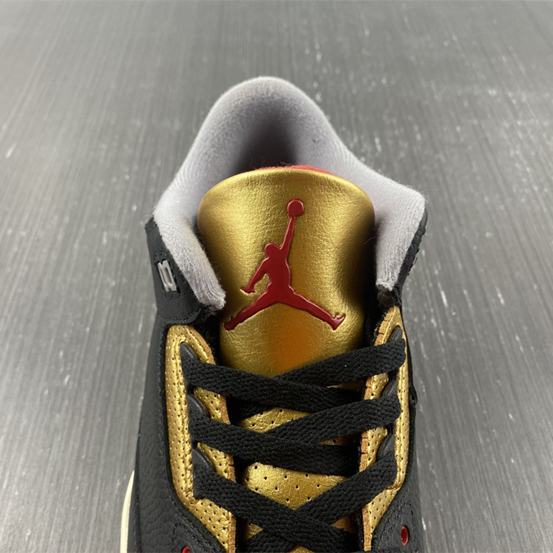 AJ 3 Black Gold Shoes Sneakers - nk0002295 image 7