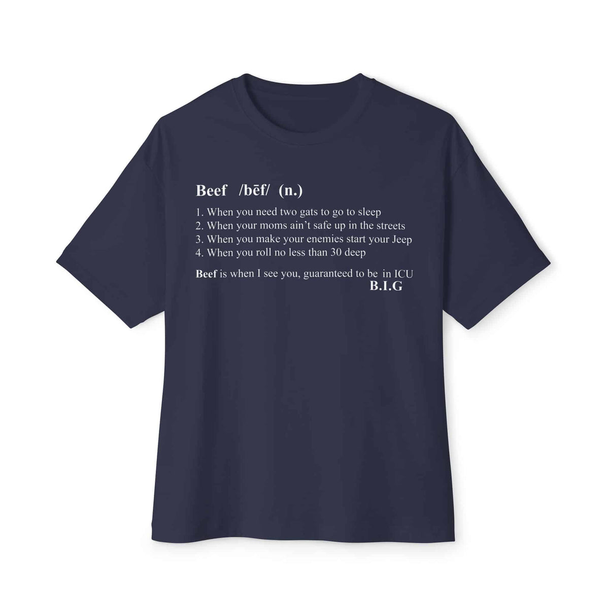 Beef Definition Unisex Oversized Boxy Tee - Navy, S image
