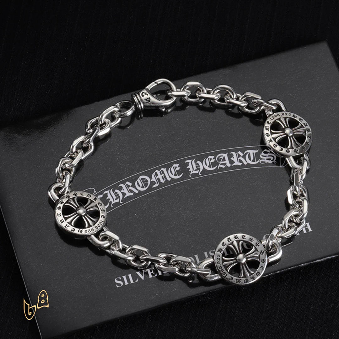 CH Cross Flower Chain Bracelet - CH0081 - Silver 1 image