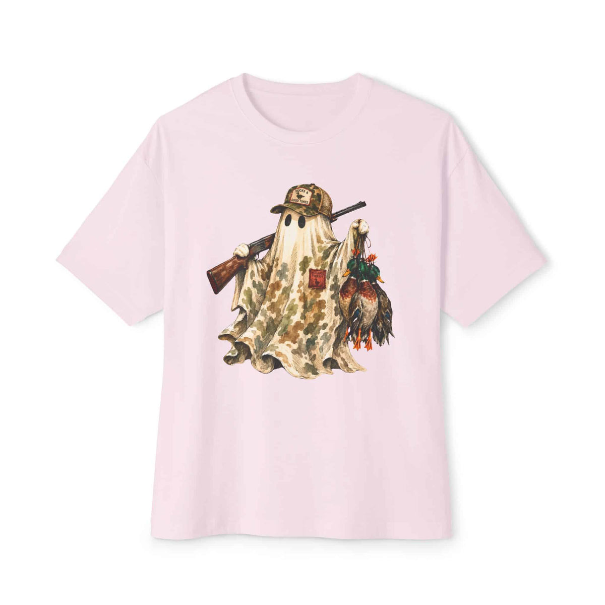 Hunting Season Spooky Camo Mallards Unisex Oversized Boxy Tee image 4