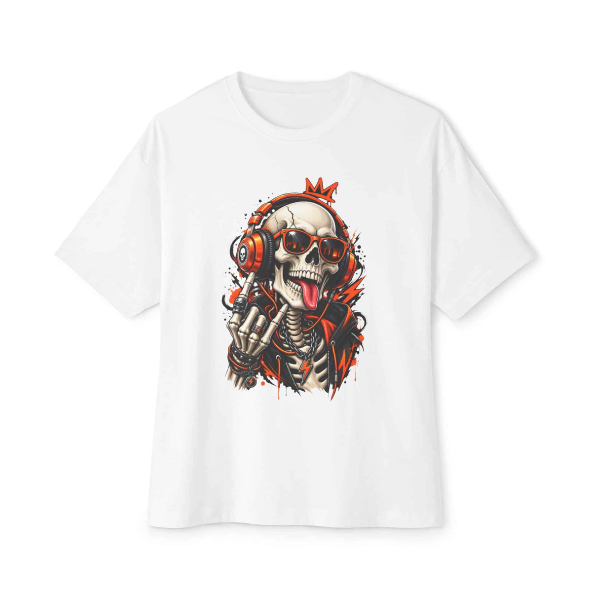 Neon Skull DJ Unisex Oversized Boxy Tee image 7