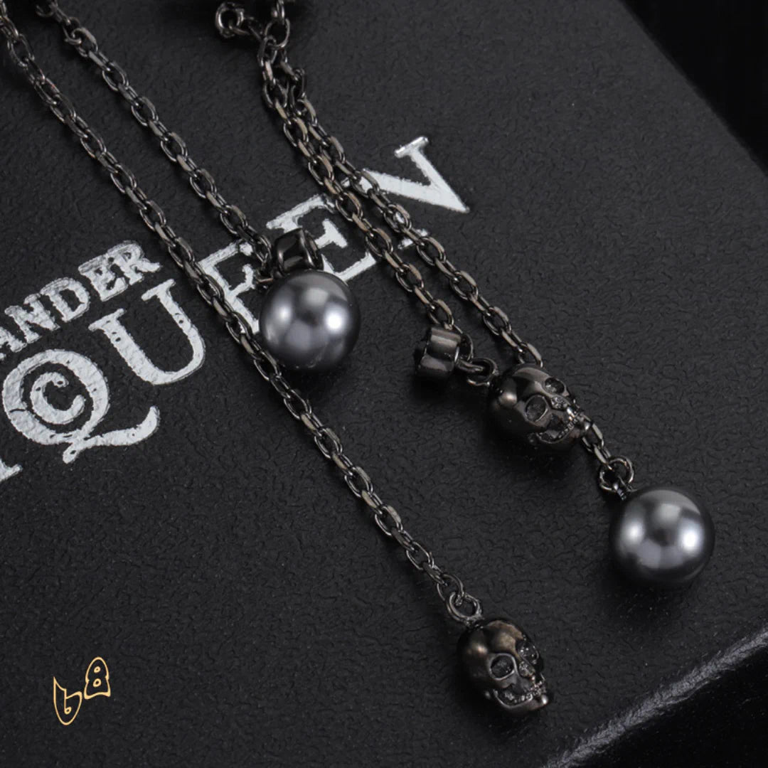 McQueen Silver Chain Skull Drop Earrings - MCQ0022 image 2
