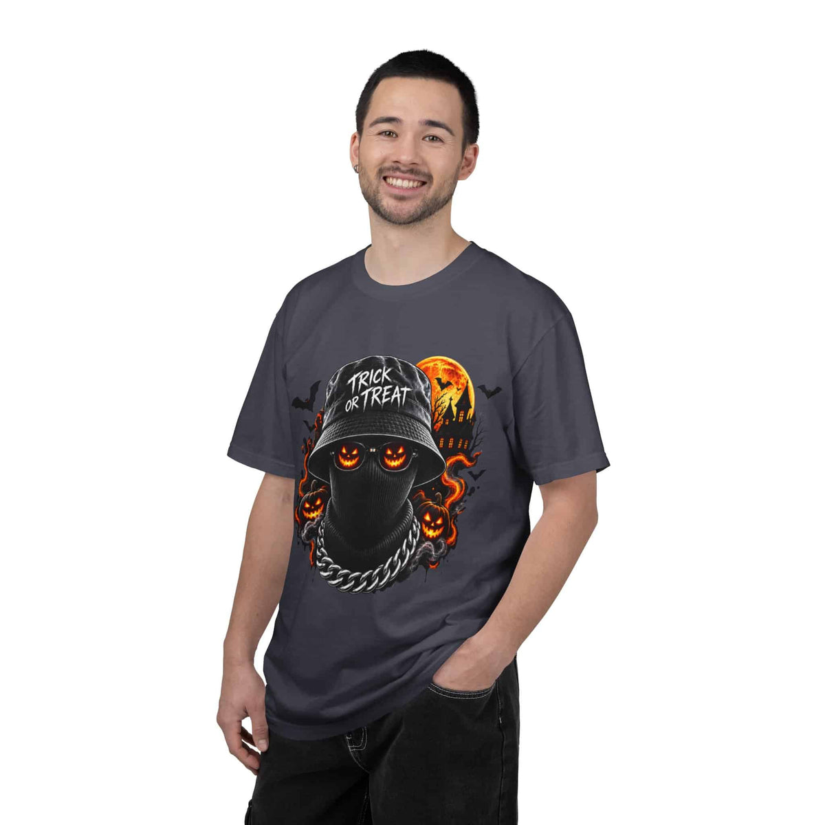 Spooky Streetwear Masked Unisex Garment-Dyed T-shirt image 82