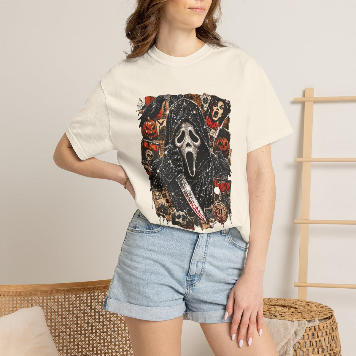 Halloween Horror Unisex Garment-Dyed T-shirt image 24