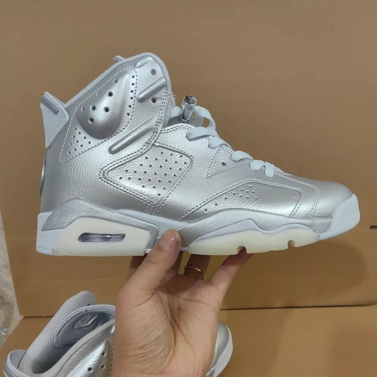 PSG x AJ 6 Metallic Silver Shoes Sneakers - nk0004782 image 7