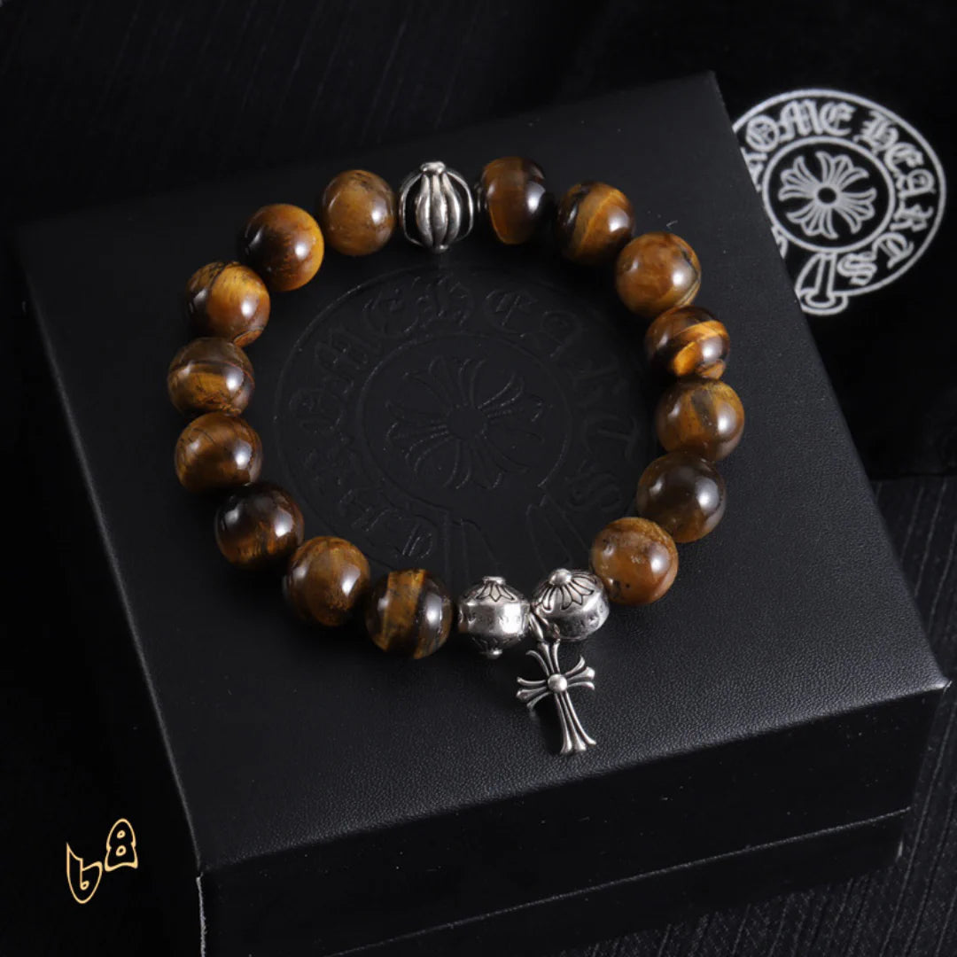 CH Brown Beaded Cross Bracelet - CH0064 image 1