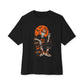 Retro Skater Skeleton Halloween Unisex Oversized Boxy Tee - Black, XL image