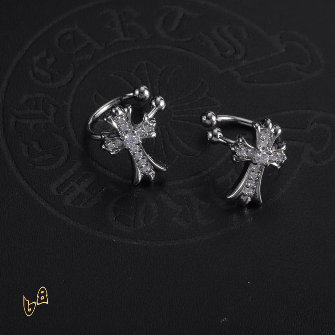 CH Cross Hoop Earrings - CH0165 - Silver 1 image