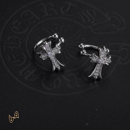 CH Cross Hoop Earrings - CH0165 - Silver 1 image