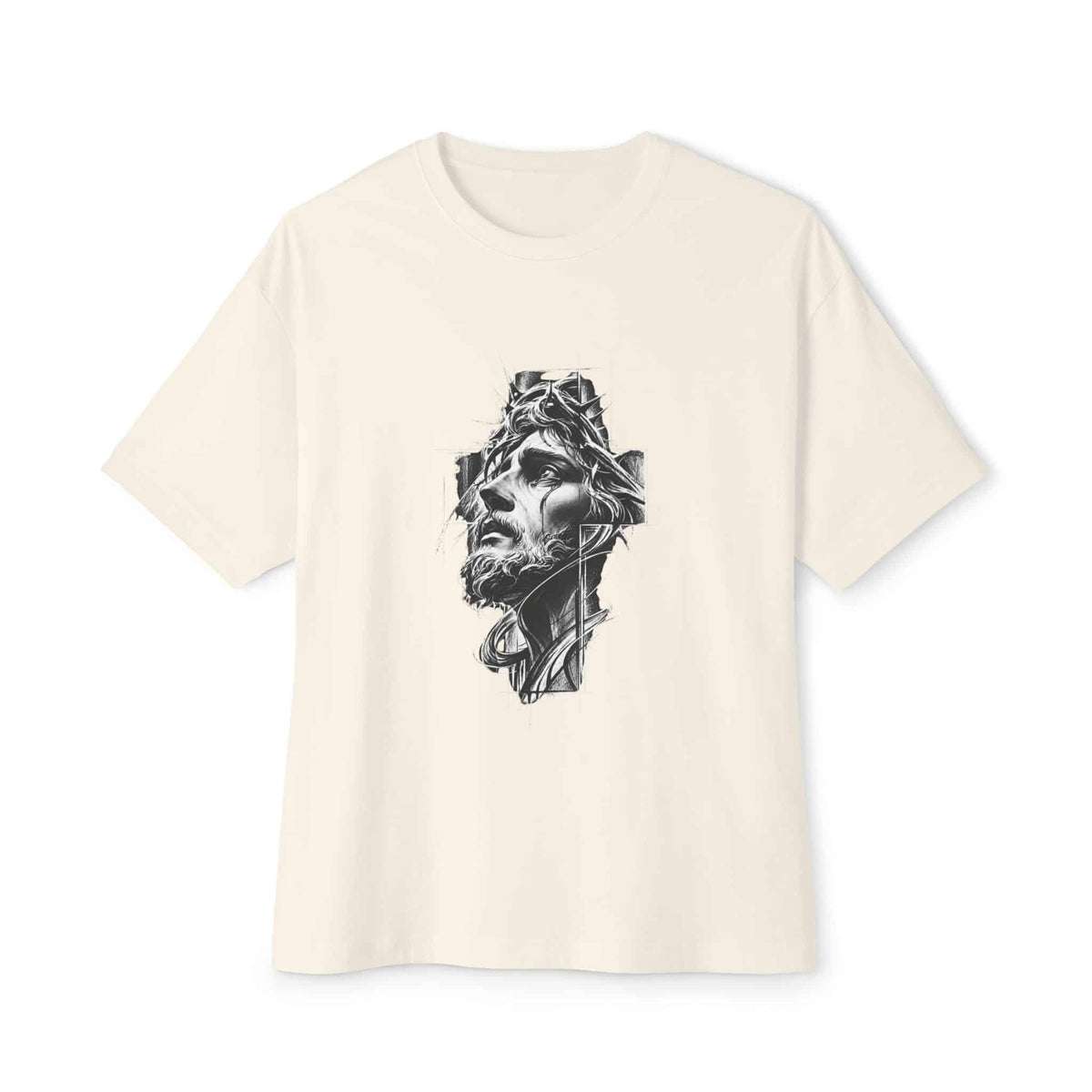 Crown of Faith 2 Unisex Oversized Boxy Tee - Natural, 3XL image