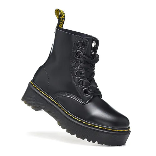 DM Molly Leather Platform Boots in Black Buttero Shoes Sneakers - nk0005494 image 4