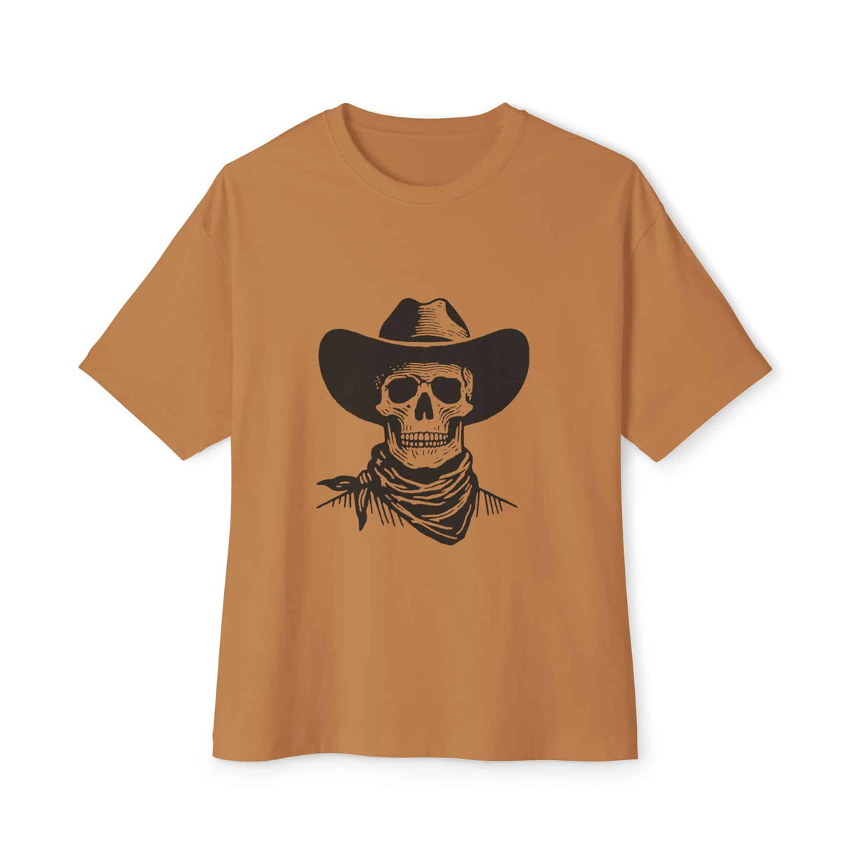 Outlaw Skull Unisex Oversized Boxy Tee - Toast, XS image