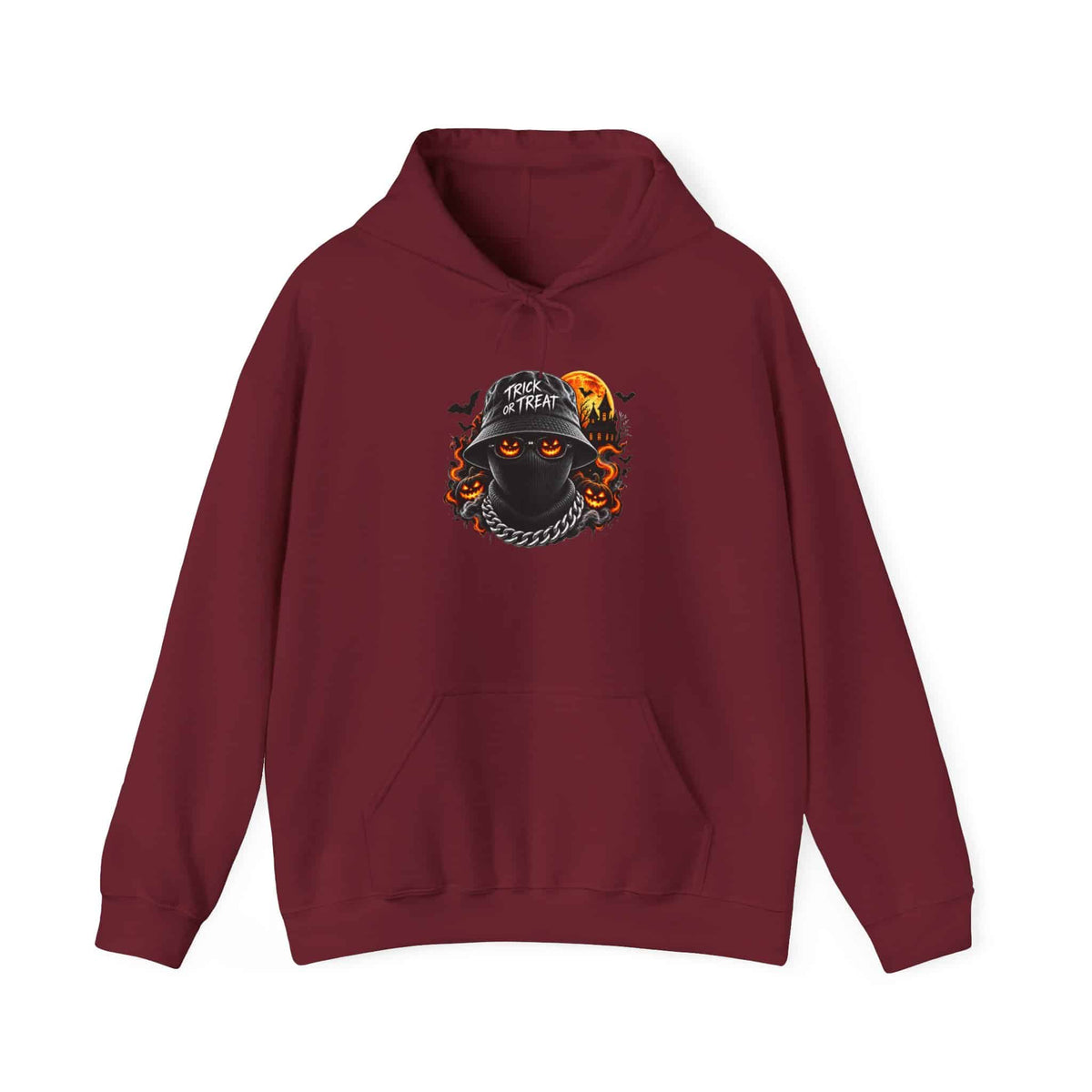 Spooky Streetwear Masked Hooded Sweatshirt - 2XL, Garnet image