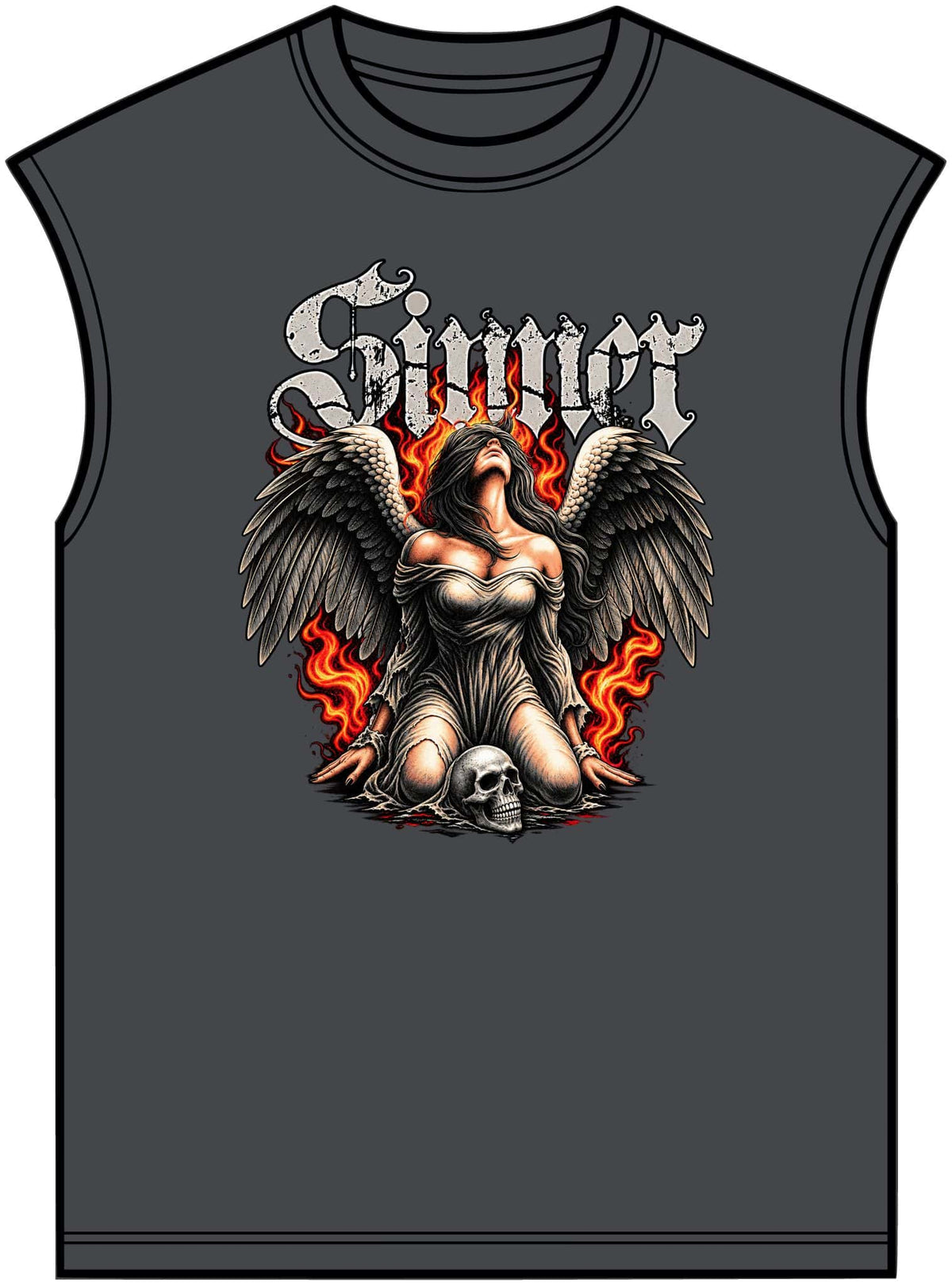 Sinner’s Flame Unisex Garment-Dyed Muscle Tee image