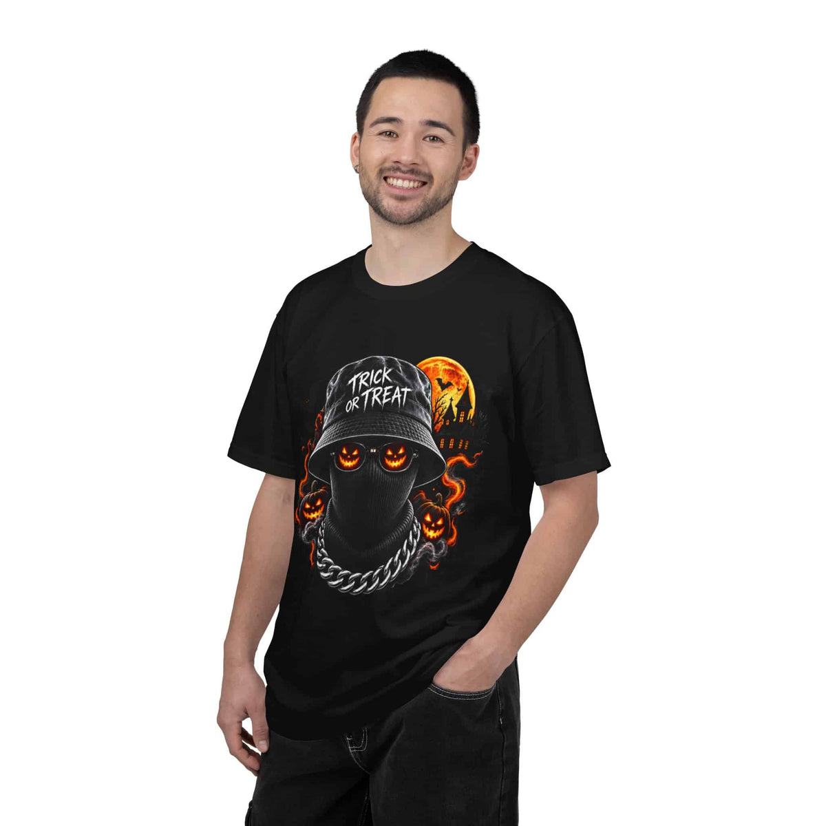 Spooky Streetwear Masked Unisex Garment-Dyed T-shirt image 4