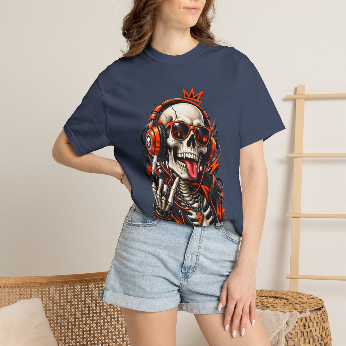 Neon Skull DJ Unisex Garment-Dyed T-shirt image 108