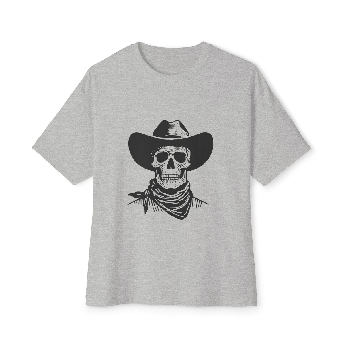 Outlaw Skull Unisex Oversized Boxy Tee - Athletic Heather, L image