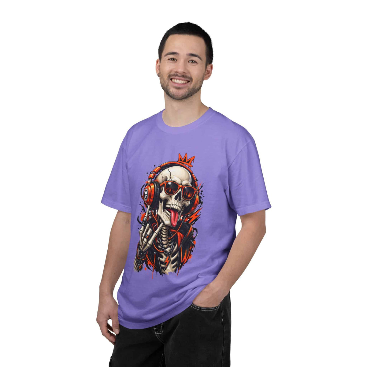 Neon Skull DJ Unisex Garment-Dyed T-shirt image 80