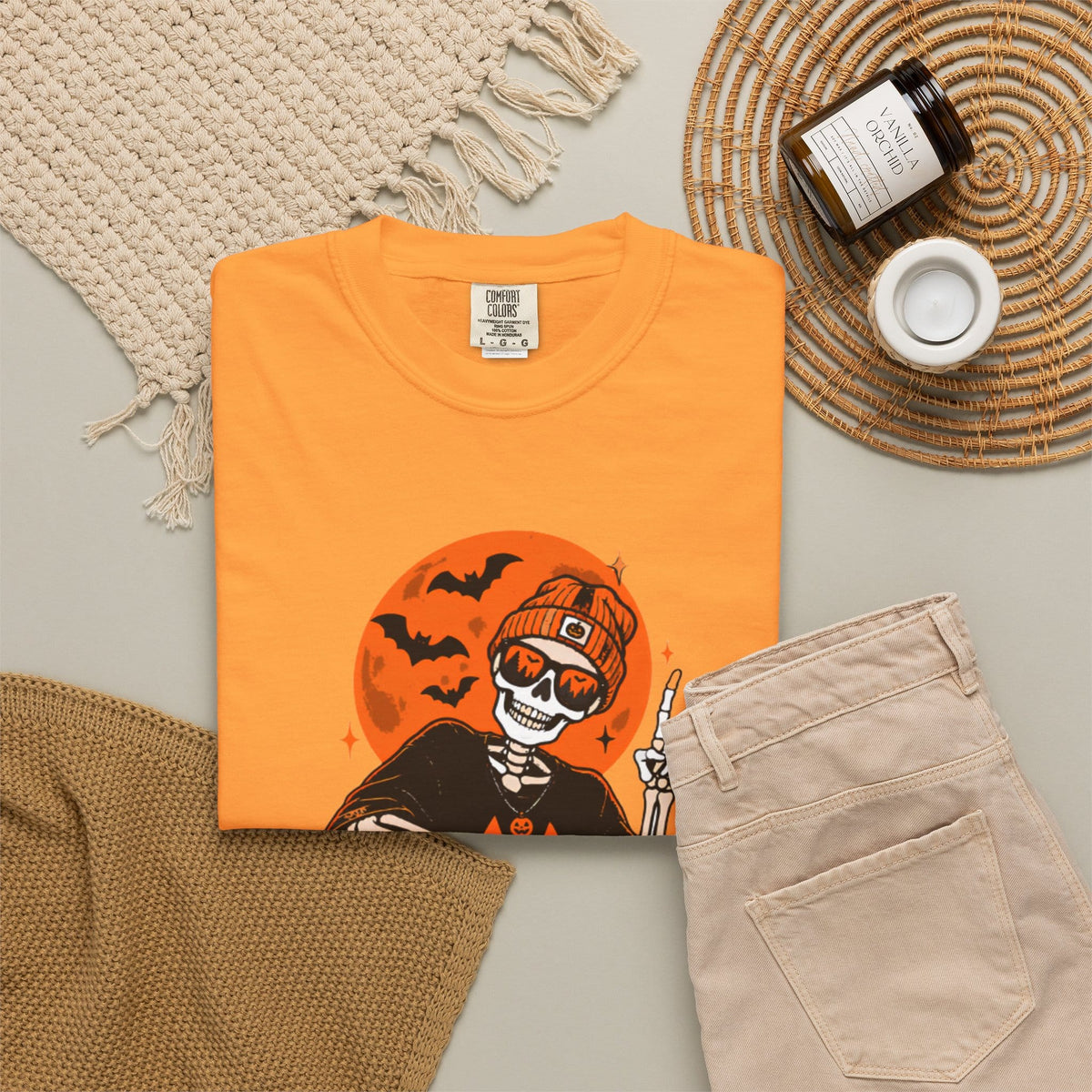 Retro Skater Skeleton Halloween Unisex Garment-Dyed T-shirt image 39