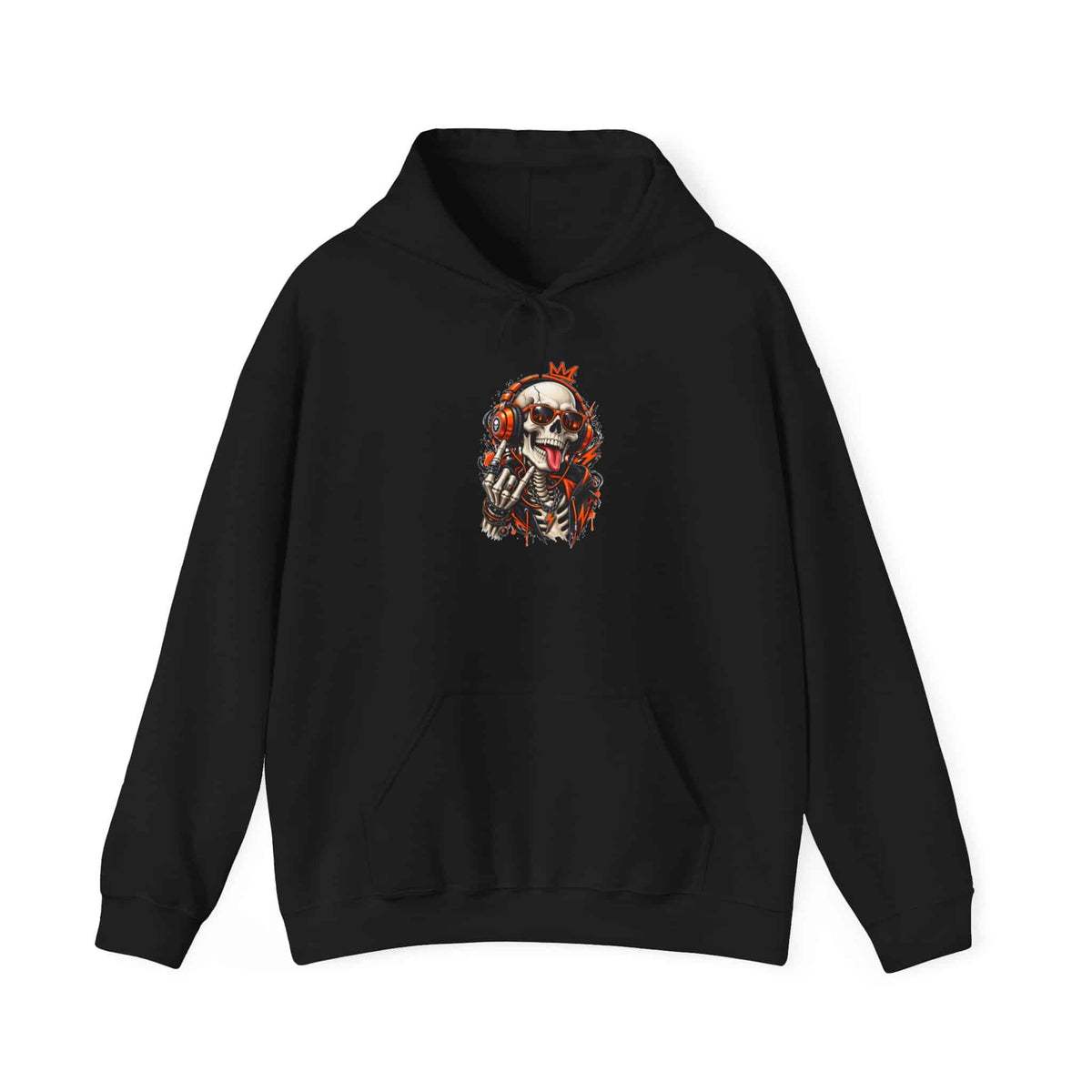 Neon Skull DJ Hooded Sweatshirt - 2XL, Black image