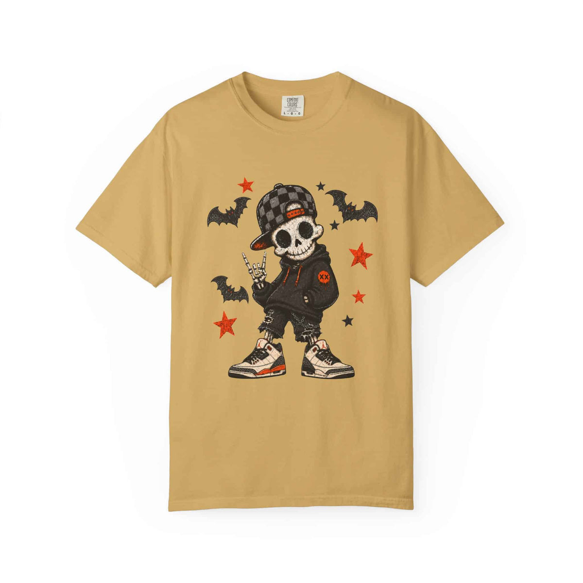 Boy Skeleton Halloween Unisex Garment-Dyed T-shirt image