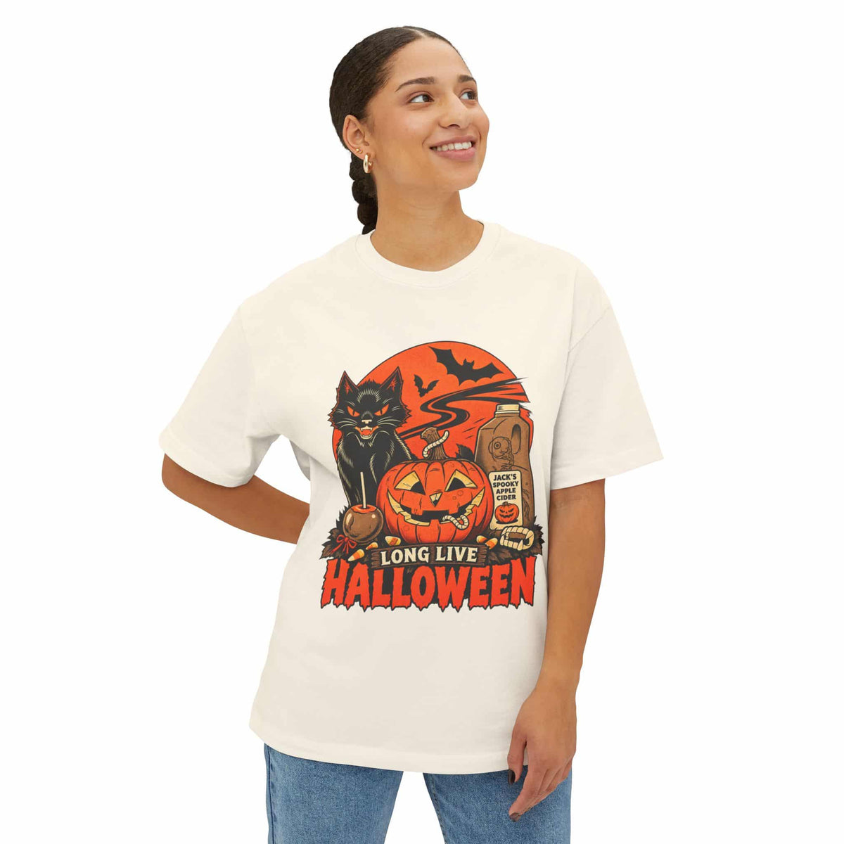 Midnight Cat Unisex Oversized Boxy Tee image 7