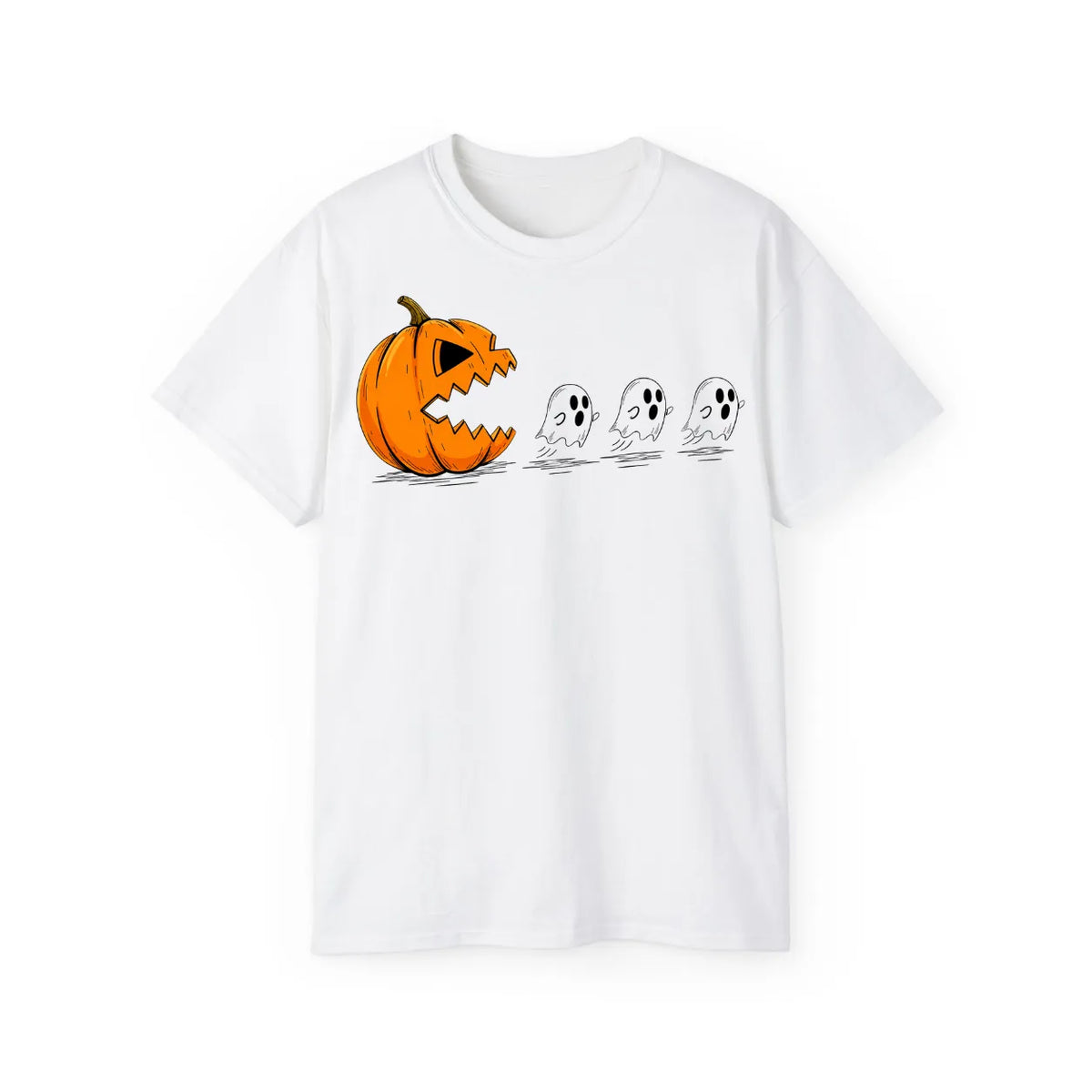 Halloween Pumpkin Chasing Ghost T-Shirt - POD0004 image 2