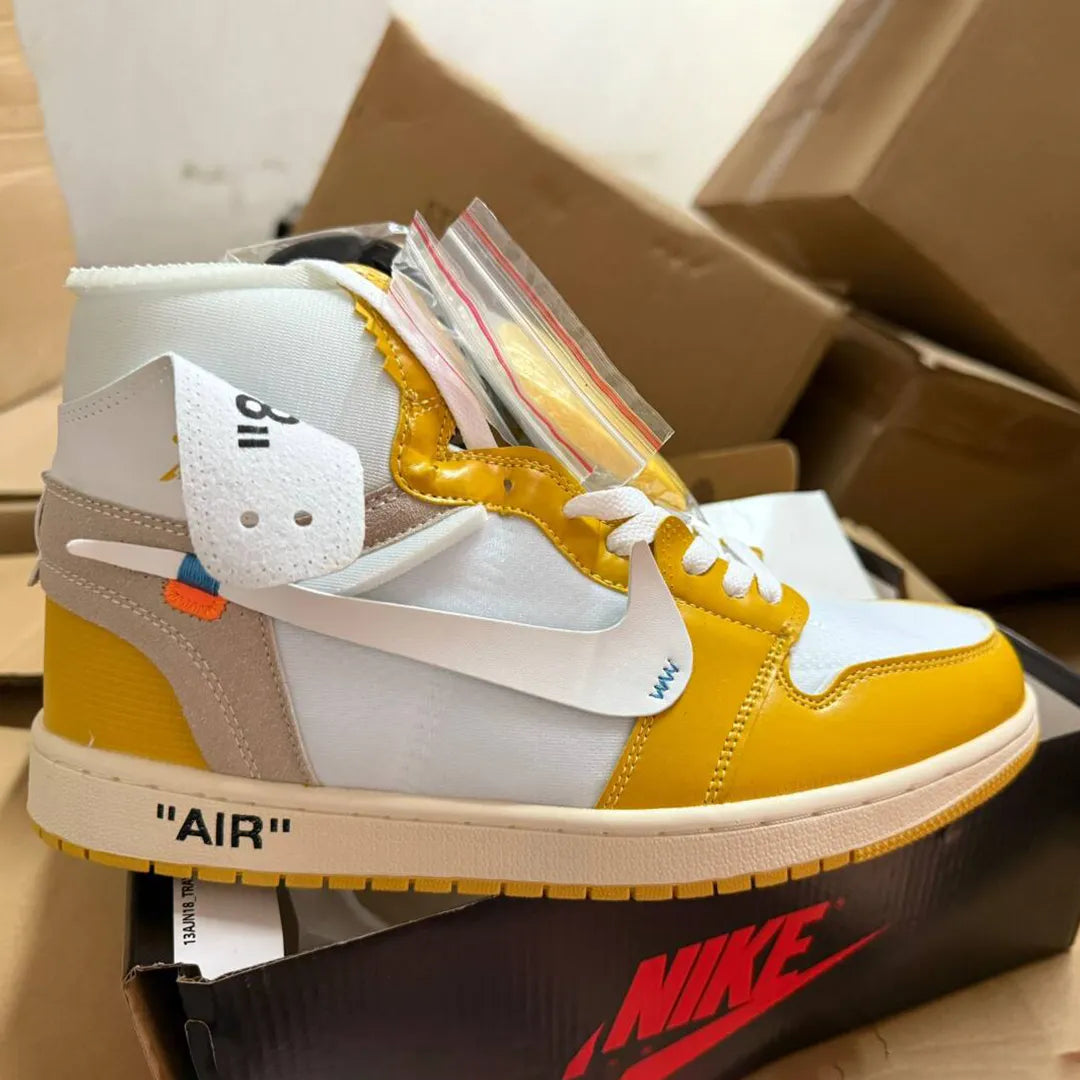 OW x AJ 1 High OG Canary Shoes Sneakers - nk0004117 image 6