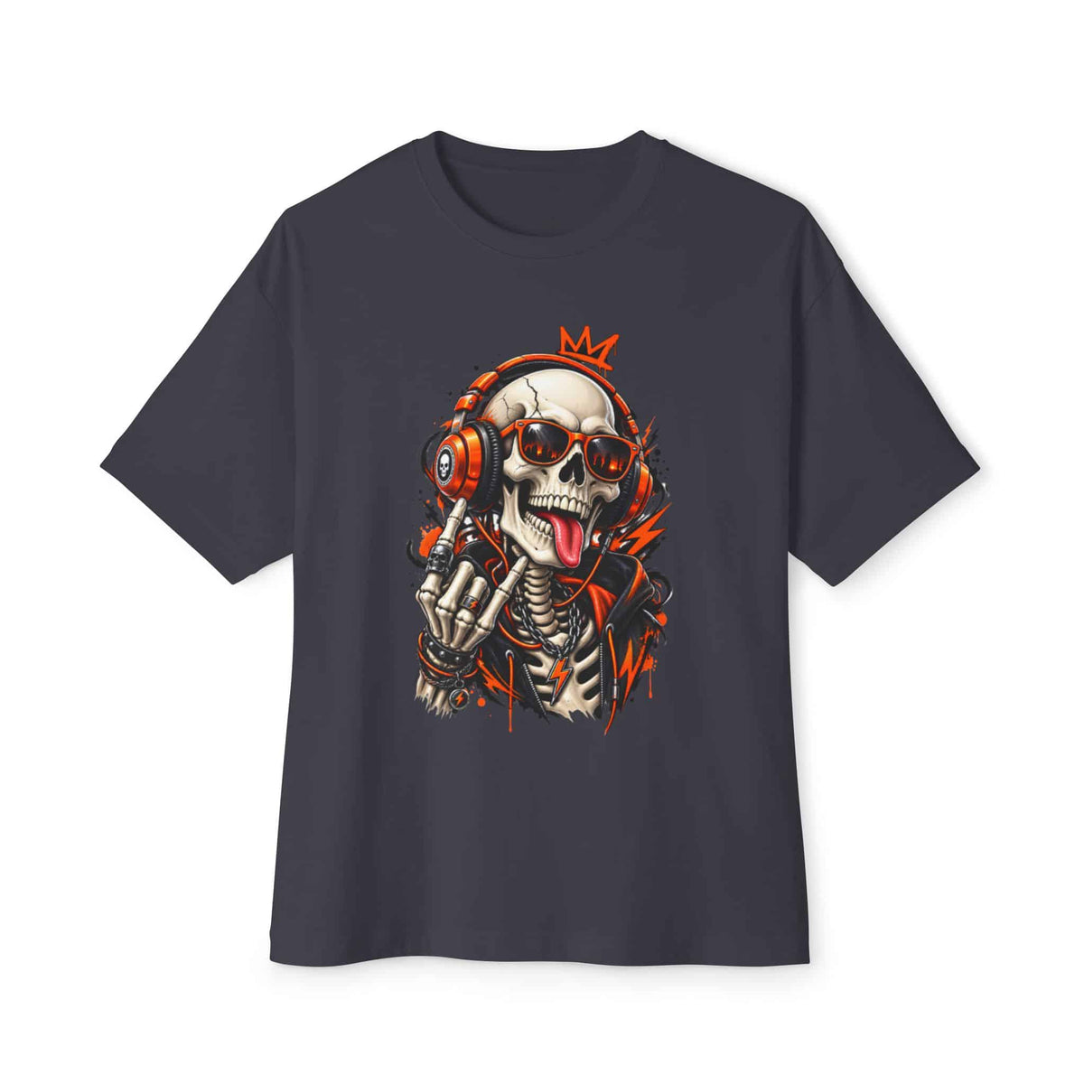 Neon Skull DJ Unisex Oversized Boxy Tee image 32