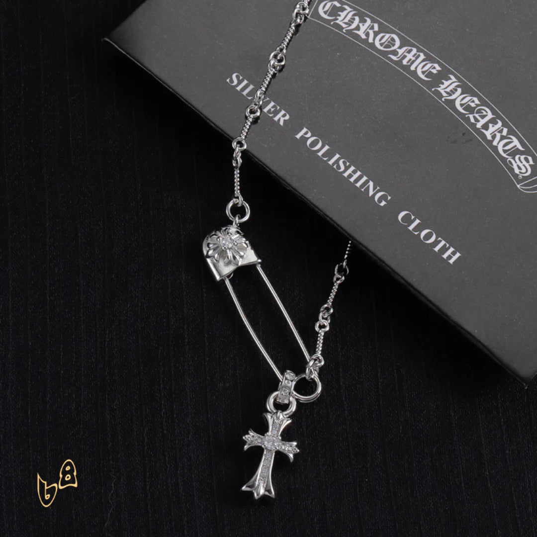 CH Pin & Cross Pendant Necklace - CH0041 image 5