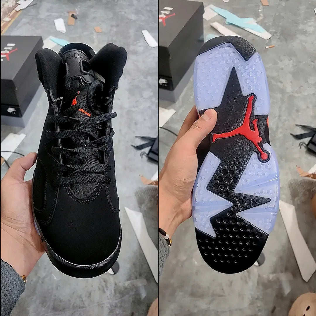 AJ 6 Black Infrared Orange Shoes Sneakers - nk0000292 image 5