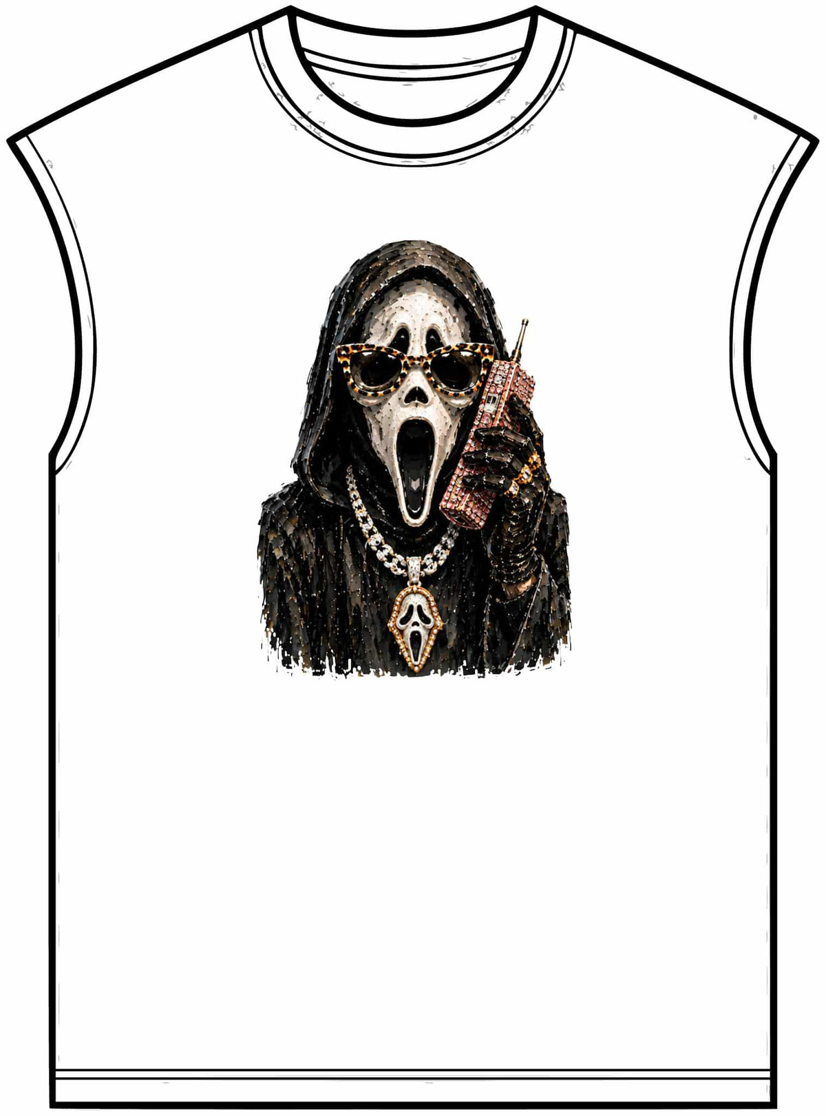 Halloween Ghostface Unisex Garment-Dyed Muscle Tee image