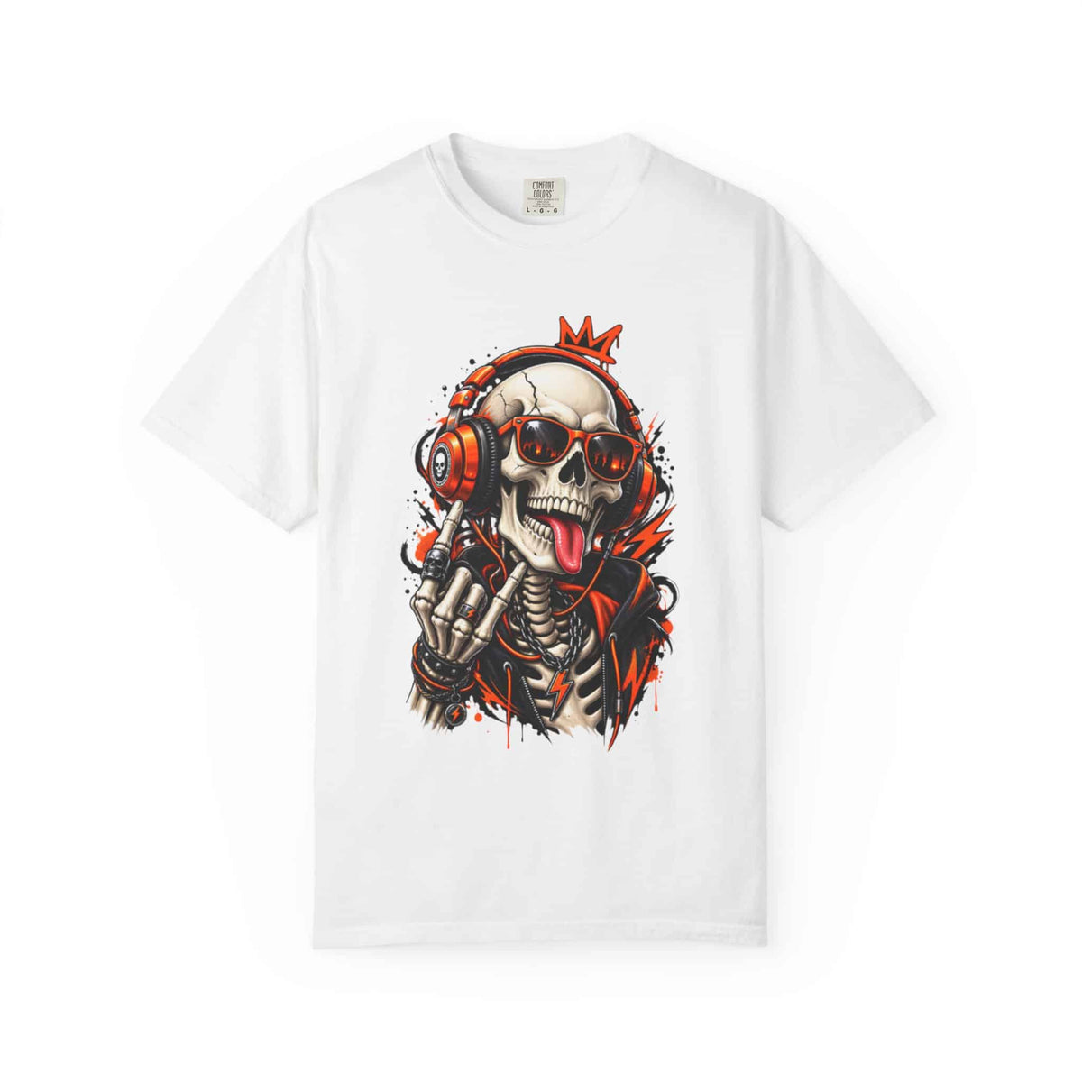 Neon Skull DJ Unisex Garment-Dyed T-shirt image