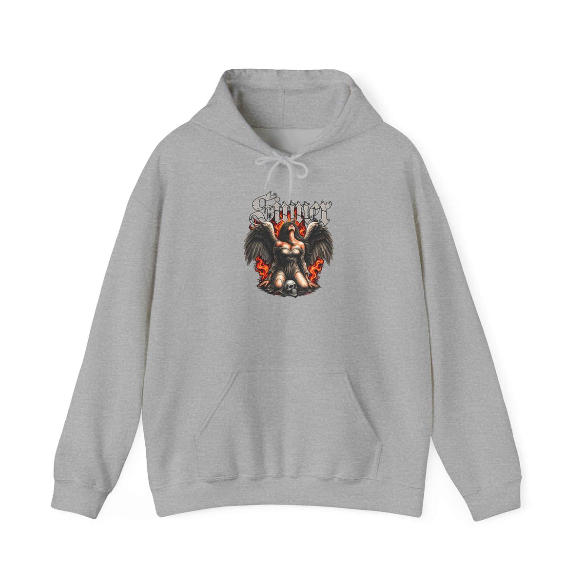 Sinner’s Flame Hooded Sweatshirt - L, Sport Grey image