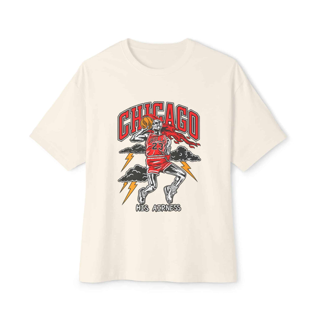 Graphic Print Unisex Oversized Boxy Tee - POD0038 - Natural, L image