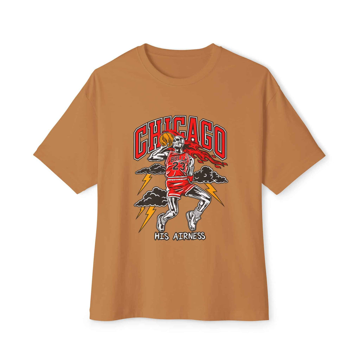 Graphic Print Unisex Oversized Boxy Tee - POD0038 - Toast, XS image
