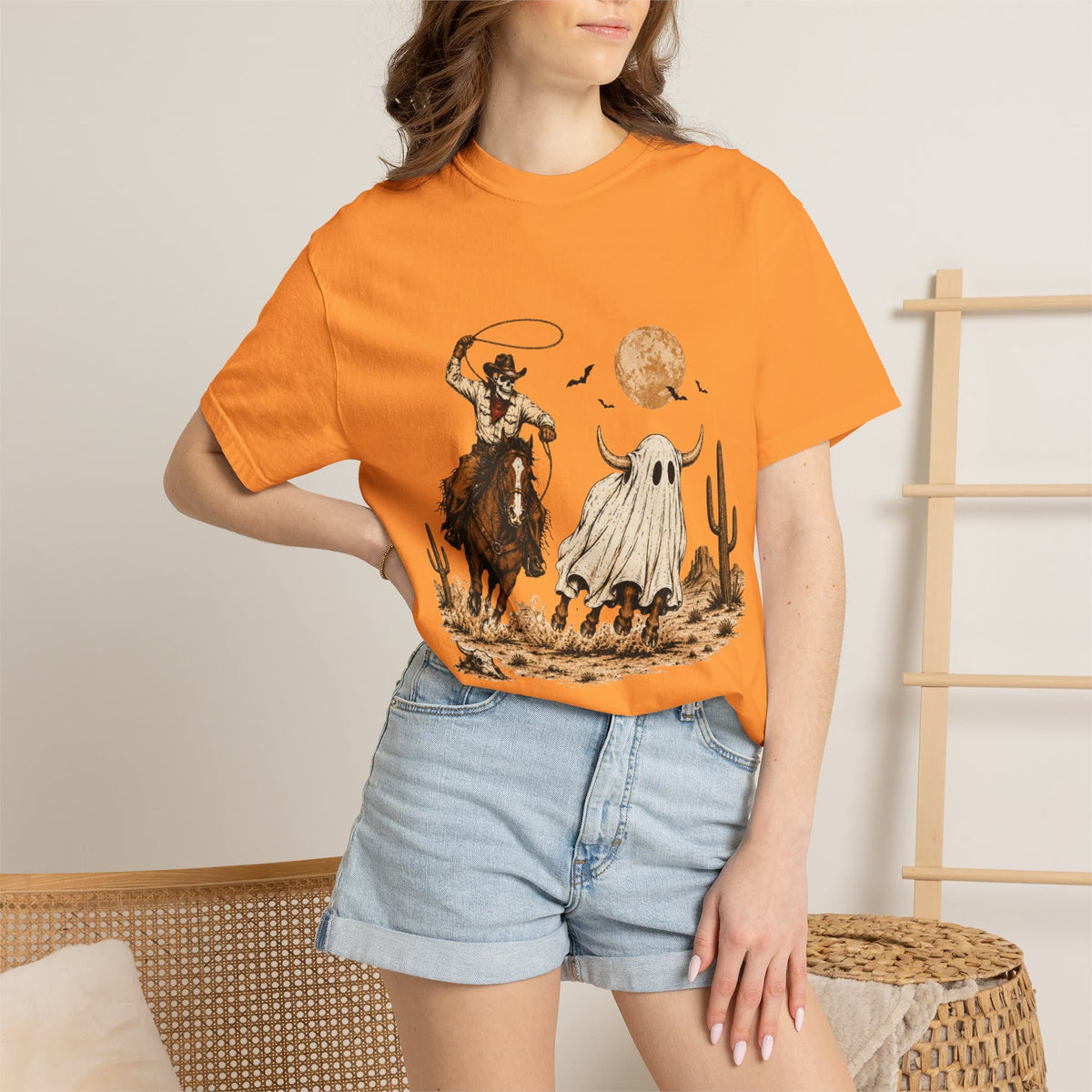 Halloween Basketball Skeleton Unisex Garment-Dyed T-shirt image 68