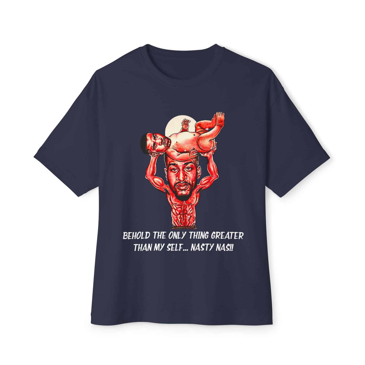 Nas The Last Word  Unisex Oversized Boxy Tee - Navy, XL image