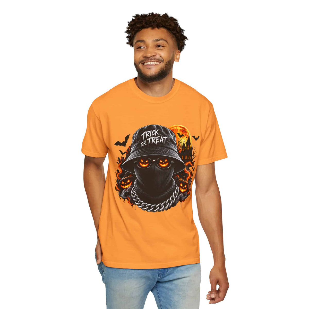 Spooky Streetwear Masked Unisex Garment-Dyed T-shirt image 41