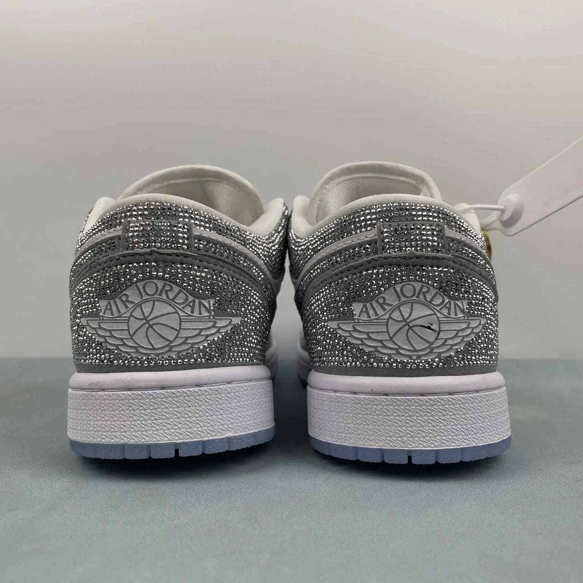 AJ 1 low customized with silver Swarovski crystal Shoes Sneakers – nk0005309 image 6