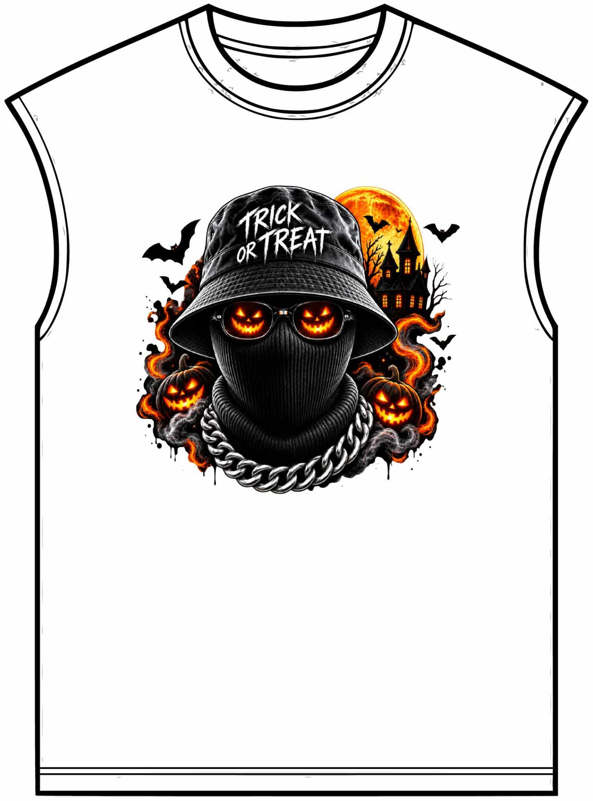 Spooky Streetwear Masked Unisex Garment-Dyed Muscle Tee image