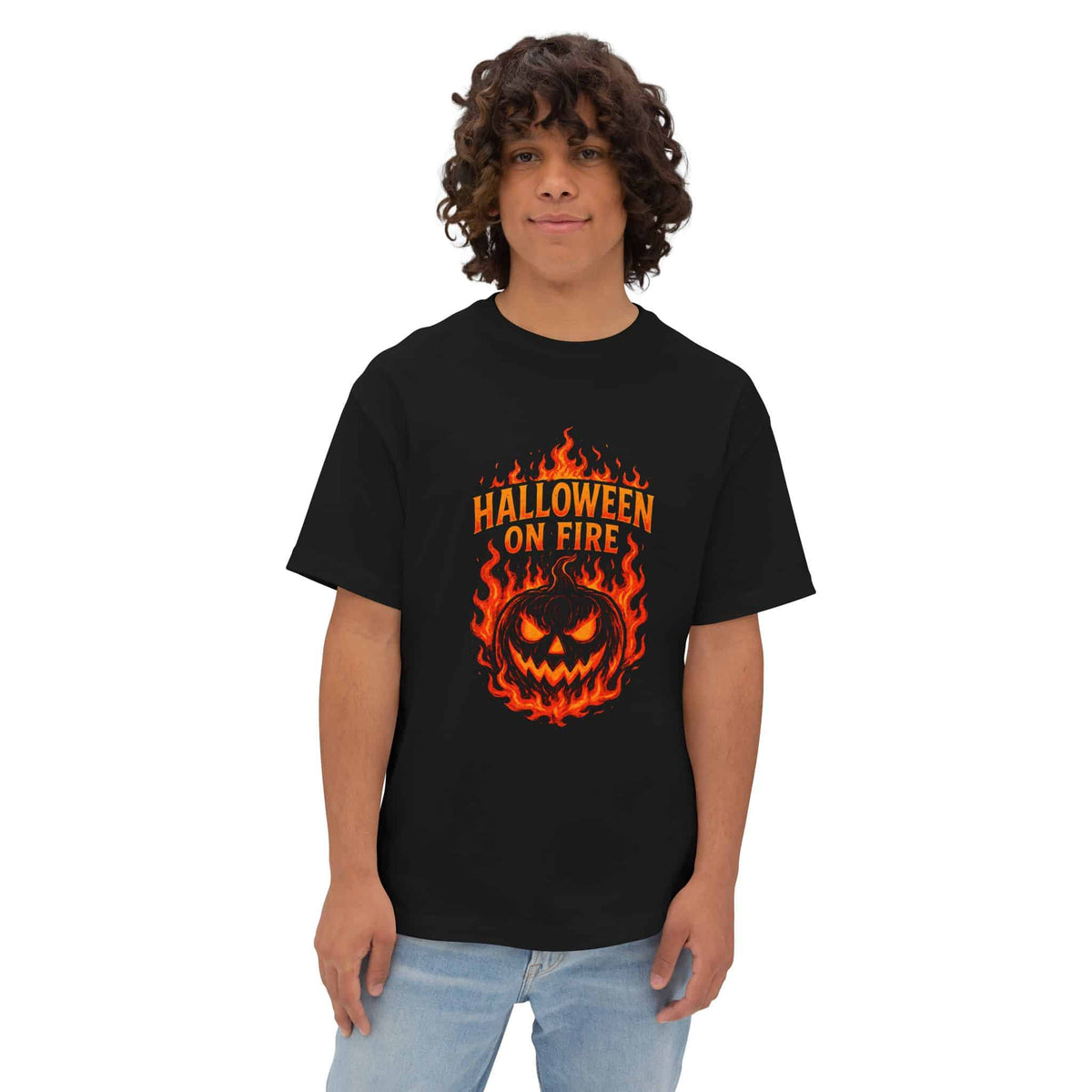 Halloween on Fire Unisex Oversized Boxy Tee image 5