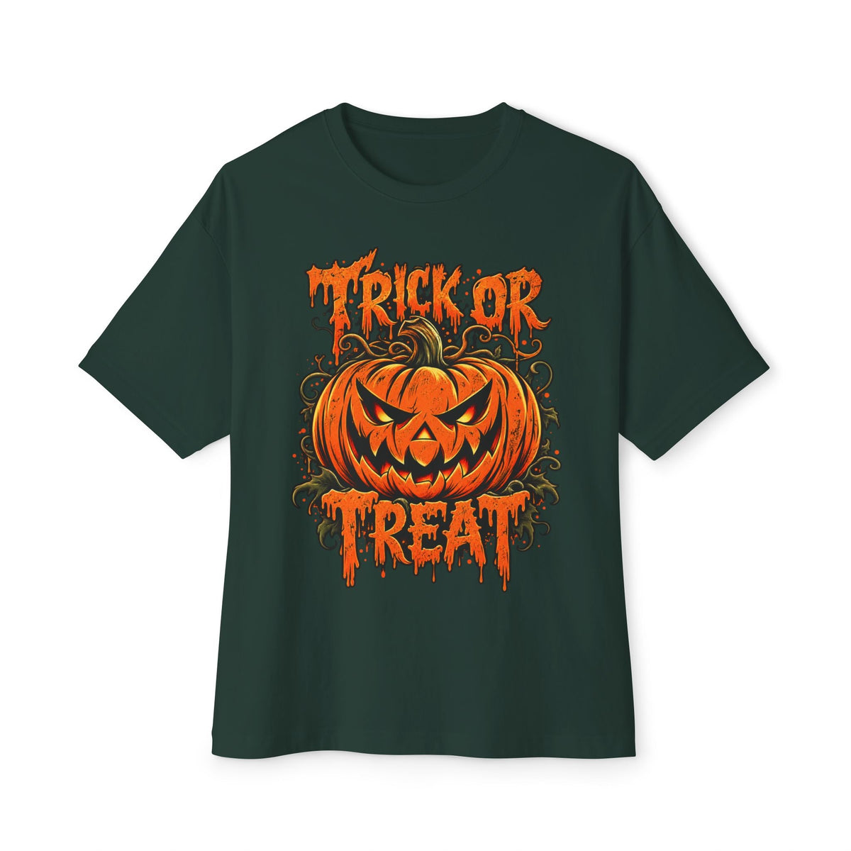 Trick or Treat Unisex Oversized Boxy Tee - Forest, S image