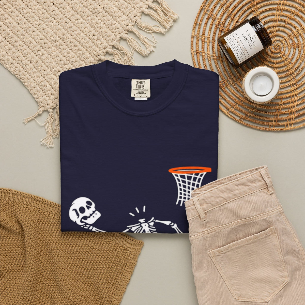 Halloween Basketball Skeleton Unisex Garment-Dyed T-shirt image 113